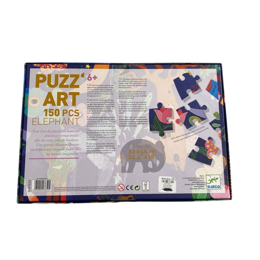 Djeco Puzz' Art Elephant 150 Pieces Shaped Puzzle Complete - Picture 2 of 2